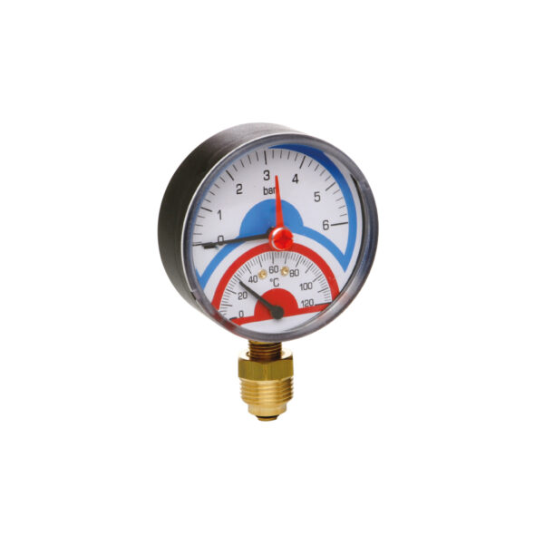 Thermomanometer with check valve. Radial connection